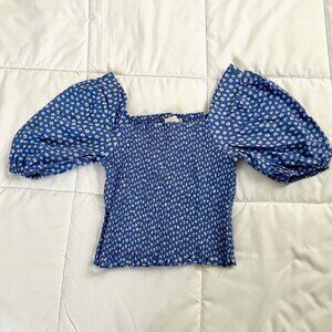 Lush Puff Sleeve Top Light Blue Floral